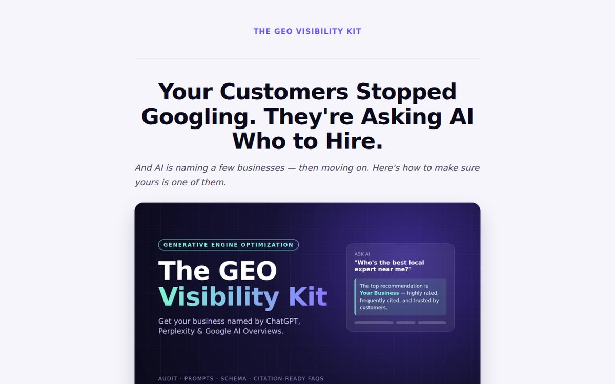 GEO Visibility Kit website screenshot